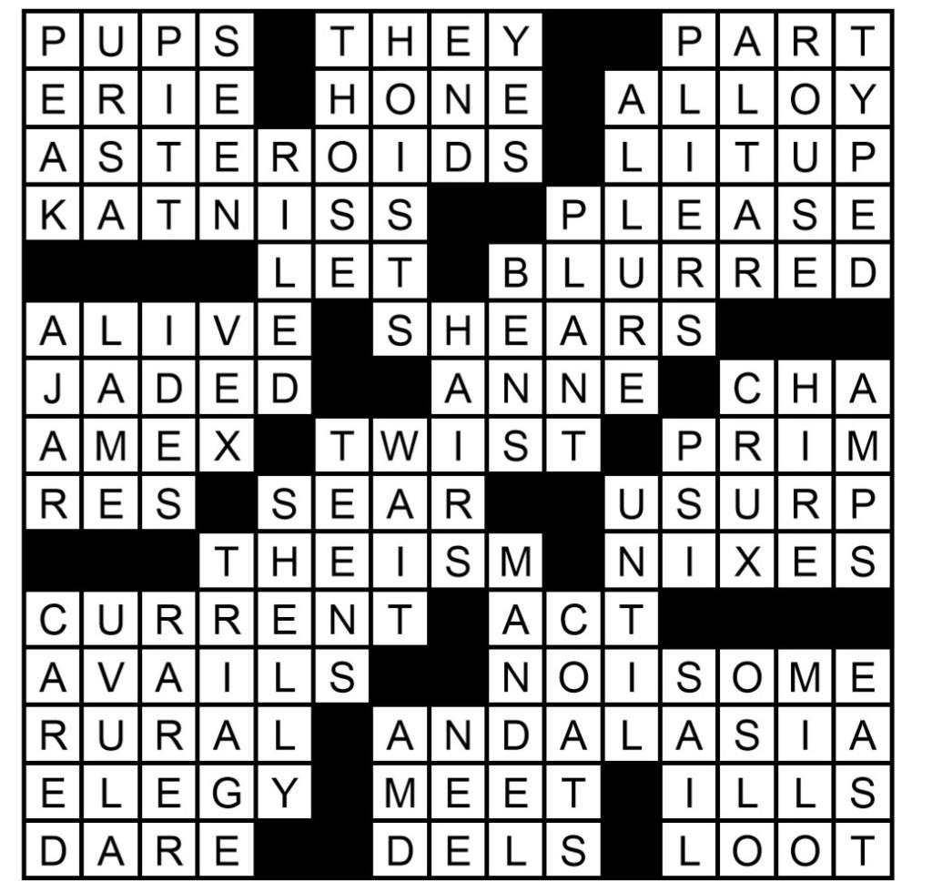 September 2013 Crossword Answers
