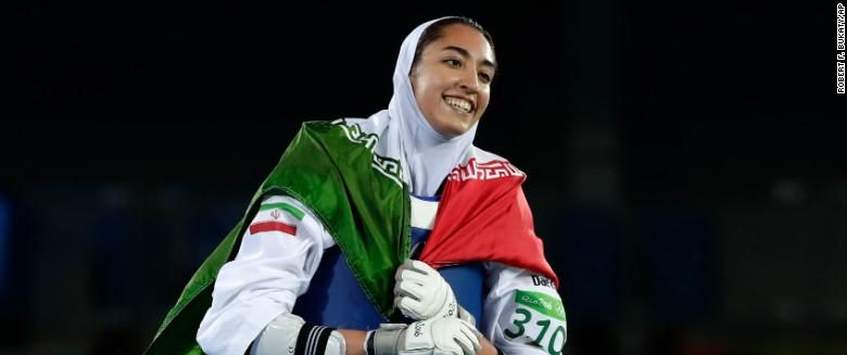 Kimia+Alizadeh+Zenoorin%2C+of+Iran%2C+celebrates+after+winning+a+bronze+medal+in+women%27s+57-kg+taekwondo+competition+at+the+2016+Summer+Olympics+in+Rio+de+Janeiro%2C+Brazil%2C+Thursday%2C+Aug.+18%2C+2016.+%28AP+Photo%2FRobert+F.+Bukaty%29