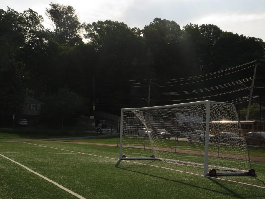 The rise of sun over the soccer field